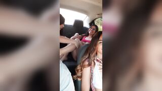 I eat my stepmom's delicious pussy in the back seat of the Uber while my girlfriend is changing