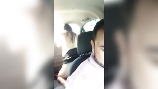 two naughty girls riding their dildos in the back seat of the uber