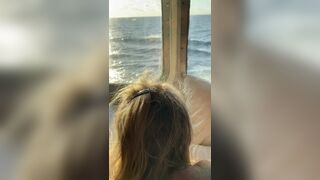 Doggy on a cruise ship with jizz on ass