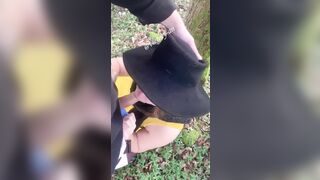 Public Blowjob in forest from big ass Girl