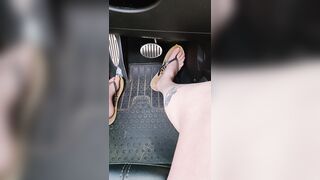 Driving around town with natural nails and flipflops enjoying summer