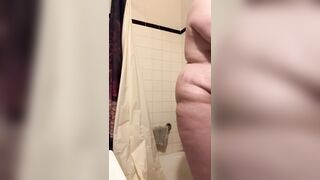 Desperately pissing in the shower