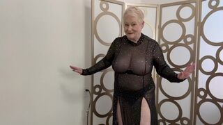 SEXY GILF DOES A GLITTERY TRANSPARENT DRESS TRY ON HAUL