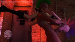 3DGSPOT - Wild Punk Girl Lets Huge Dick Stranger Throat Her In Multiple Positions! 3D ANIMATION!