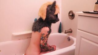 Furry Gets Wet in the Tub