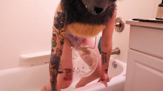 Furry Gets Wet in the Tub