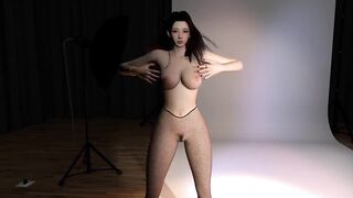 3D Sexy Japanese Race Girl Model with Fishnets and Heels