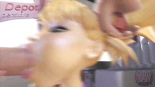 3DGSPOT - Blonde Teen Deepthroats And Gags A Huge Cock In A Dildo Shop! 3D ANIMATION!