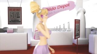 3DGSPOT - Blonde Teen Deepthroats And Gags A Huge Cock In A Dildo Shop! 3D ANIMATION!