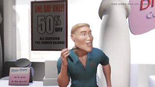 3DGSPOT - Blonde Teen Deepthroats And Gags A Huge Cock In A Dildo Shop! 3D ANIMATION!