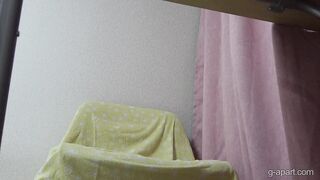 Cute Japanese girl Sakura Misaki sits on a chair and starts masturbating