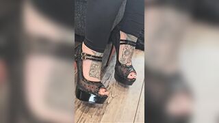 Walking My Tattooed Feet in Stilleto High Heels!