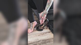 Walking My Tattooed Feet in Stilleto High Heels!