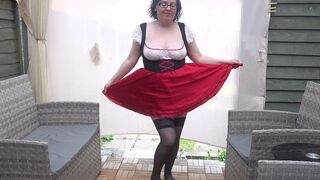 Sexy Wench Stripping in Holdup Stockings