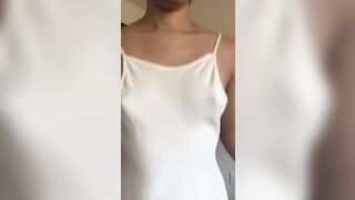 Slow Motion Tiny Ebony Titties Bouncing Out of Thin Dress!