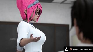 HENTAI SEX SCHOOL - Horny Stacked Principal MILF Gets Fucked Doggystyle In Front Of The Class